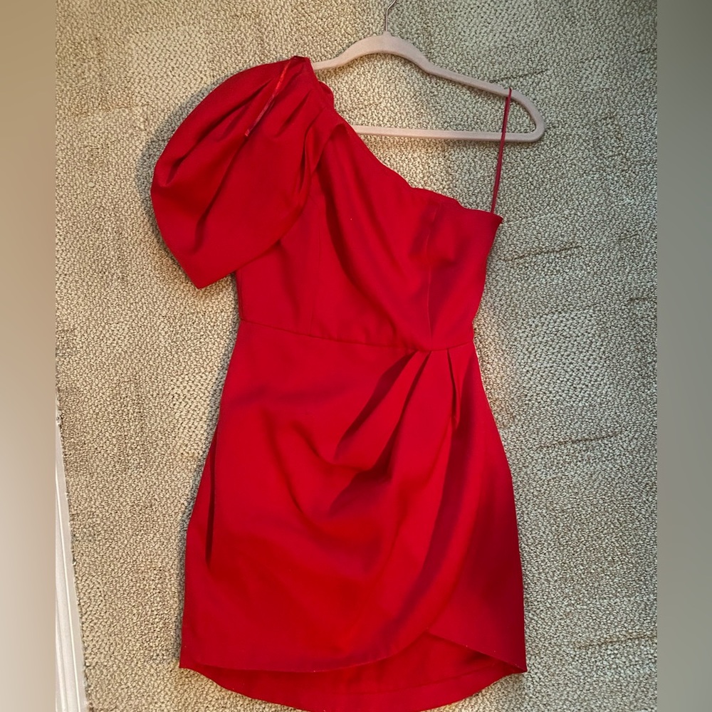 One shoulder dress, fits true to size but on the shorter side